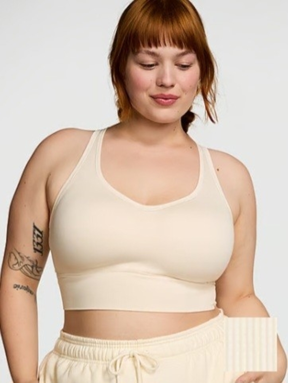 PINK Victoria's Secret Scoop Neck Seamless Bralette in Cream